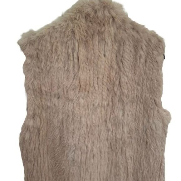 NEW Love Token Genuine Rabbit Fur Color Latte Winter Holiday Cozy Vest Size L - Picture 7 of 12